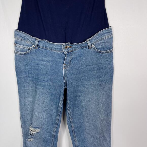 ASOS Design Maternity US 4 Over The Belly Jeans Slim Straight Leg Ripped Knee - Picture 4 of 9